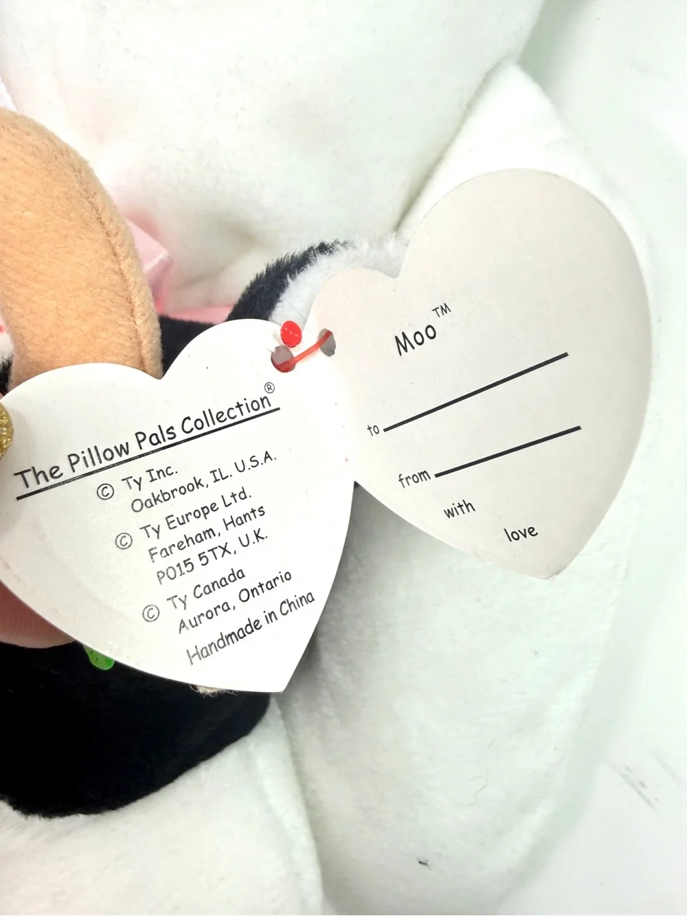 TY Vintage 1994 The Pillow Pals Collection Moo White and Black Cow 14